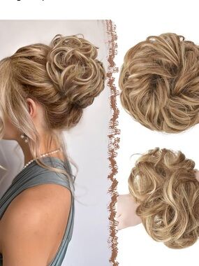 Blonde with Ash Blonde  Hair Messy Bun Scrunchie Extension